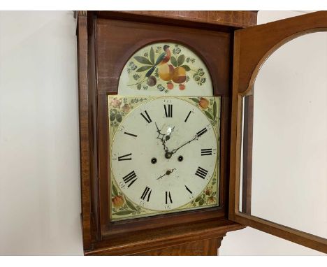 GEORGE III MAHOGANY LONGCASE CLOCK LATE 18TH / EARLY 19TH CENTURY with two train eight day movement, the painted dial with Ro