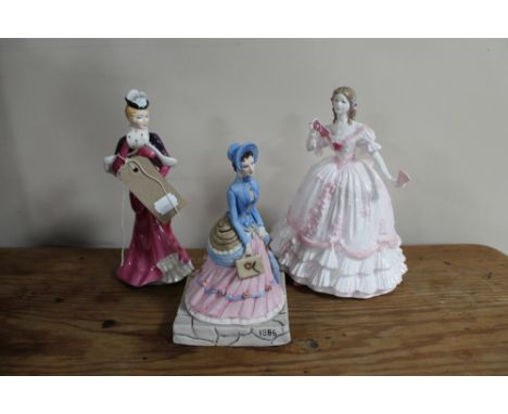A Royal Worcester The Masquerade Begins limited edition figure, no. 900/12500, together with a Francesca Art China figure and