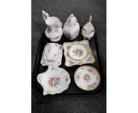 A tray of nine pieces of decorative Hammersley floral china 