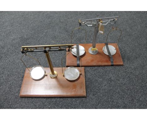 Two sets of chemist's balance scales 