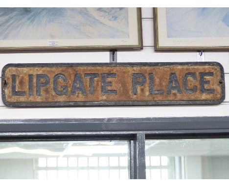 Vintage cast iron road sign 'Lipgate Place'