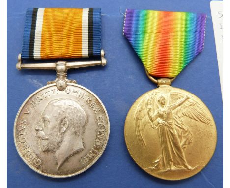 British Army WWI medals comprising War Medal and Victory Medal, named to 5834 W Hosier 1/4th Battalion Glosters/&nbsp;Glouces