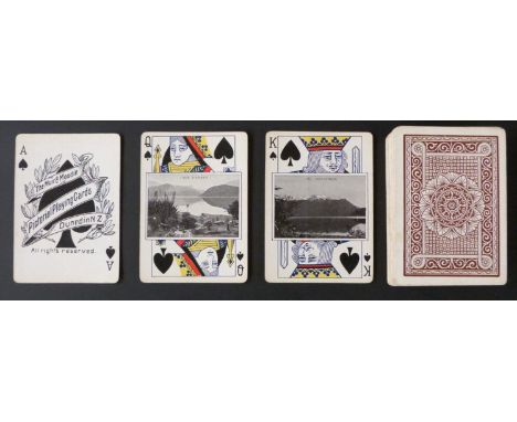 Muir and Moodie, Dunedin, New Zealand pictorial playing cards with each card, except aces, showing black and white photograph