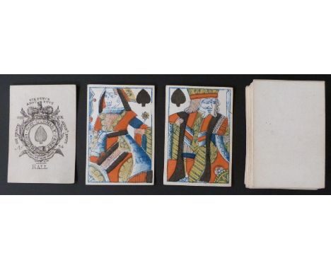 Hall, England playing cards. Garter ace. GIII, No. 32. Full length standard courts. Plain backs. 52 cards. c1800