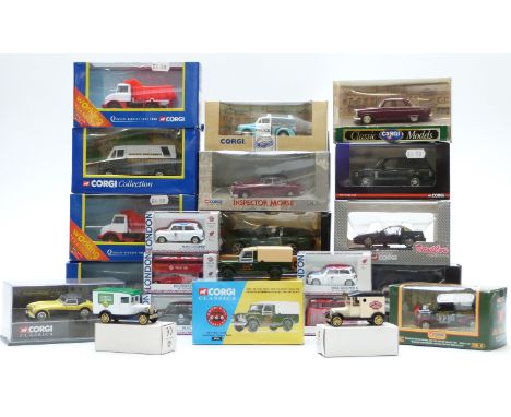 Twenty-two Corgi diecast model vehicles including Eddie Stobart, James Bond 007, Inspector Morse, nine Double nine, Team GB L