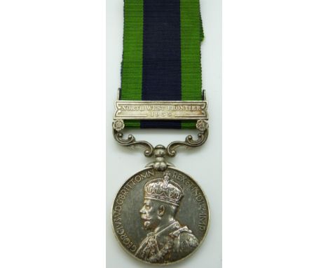 British Army India General Service Medal 1909 with clasp for North West Frontier 1935, named to 4464&nbsp;Naik Khan, 5-1 Punj