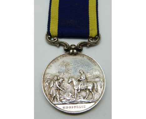 British Army Punjab Medal, named to Naib Resaldar Mirza Hydur Beg, 2nd IC