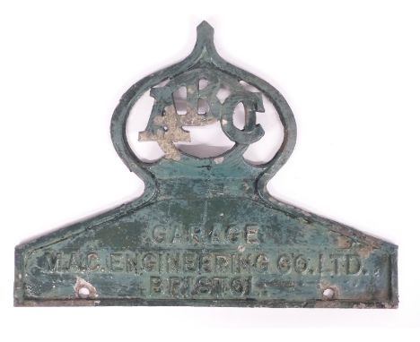 M.A.C. Engineering Co. Ltd Bristol ABC Garage vintage cast aluminium sign 27 x 36cm