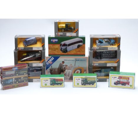 Thirteen Corgi diecast model vehicles and vehicle sets including Pickfords, Battle of Britain, BP, Grey-Green etc, all in ori