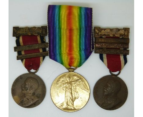 British Army WWI Victory Medal named to 138690 Pte J W Allen Machine Gun Corps together with two London County Council King's