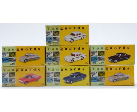 Seven Vanguards 1:43 scale diecast model cars some limited edition, all in original boxes.&nbsp;