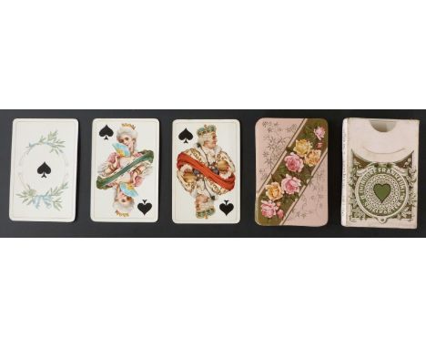 Dondorf, Frankfurt, Germany playing cards. Baroness Piquet no. 161. Backs with roses. 36 cards in slip case, c1890