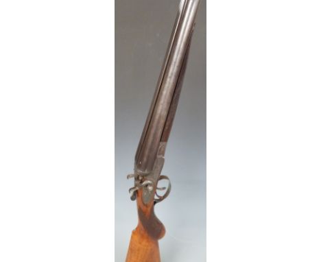 Frederick Williams 12 bore side by side hammer action shotgun with named and engraved locks, engraved underside, trigger guar