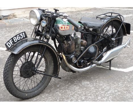1929 BSA 500cc OHV sloper S30-13 motorcycle DF 8631, a 1930 model but first registered in Gloucester in 1929 and as such Banb