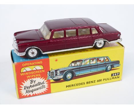 Corgi Toys diecast model Mercedes Benz 600 Pullman with maroon body, cream interior and operating windscreen wipers 247, in o