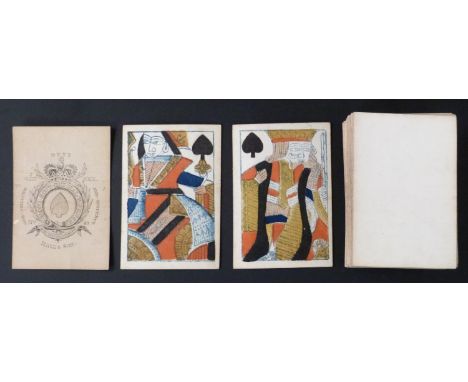 Hall & Son, England playing cards. Garter ace. GIII, No. 49. Standard full length courts. Plain backs. 52 cards. c1808
