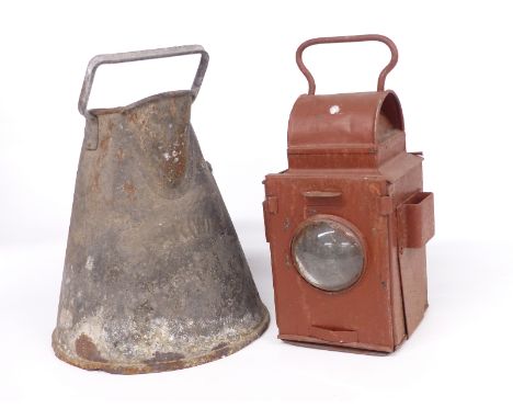 BR (M) locomotive or similar lamp, height 34cm and a BR (W) jug, height 34cm