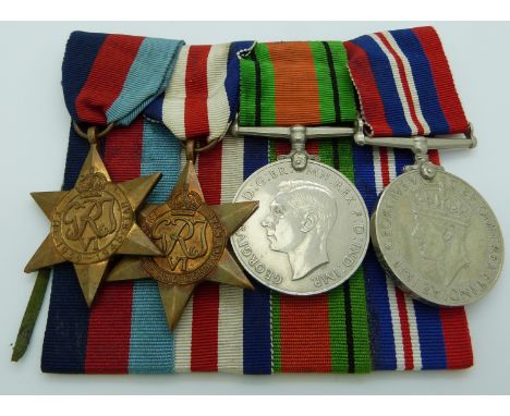 British Army WWII medals comprising the 1939/1945 Star, France &amp; Germany Star, War Medal and Defence Medal, named to 5500