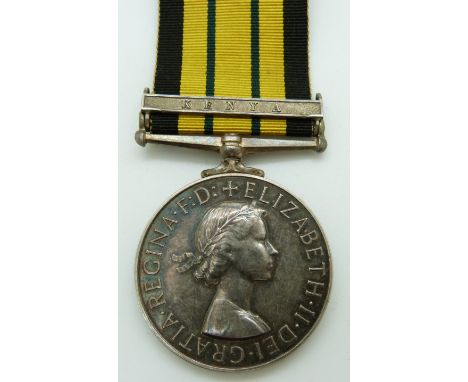 British Army Africa General Service Medal with clasp for Kenya, named to 23081405 Pte G Tanner, Glosters/Gloucestershire Regi