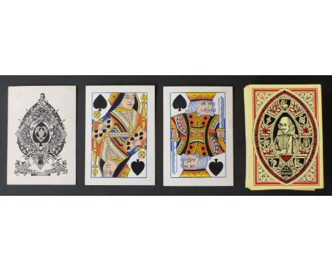 Goodall & Son, London playing cards. Standard double ended courts, turned, no indices, one way pips. Backs Shakespeare We Are