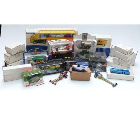 Twenty-five Onyx, Corgi, Oxford Diecasts and similar diecast model vehicles including Formula 1 cars, vans etc, almost all in