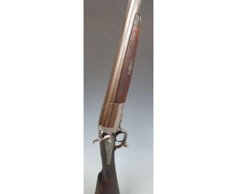 William Evans 12 bore single barrelled hammer action shotgun with named and engraved lock, border engraved underside, rotary 