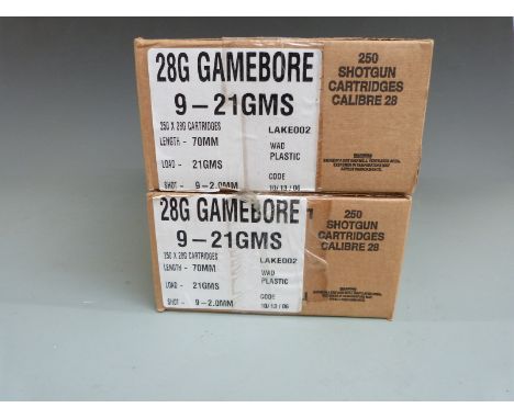 Five-hundred Gamebore 28 bore shotgun cartridges, sealed in original boxes&nbsp;PLEASE NOTE THAT A VALID RELEVANT FIREARMS/SH