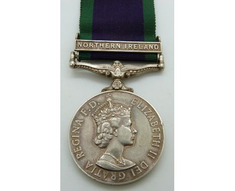 British Army General Service Medal with clasp for Northern Ireland named to 24213083 Pte I T Rawlyk, Duke of Edinburgh's Roya