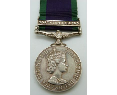 British Army General Service Medal with clasp for Northern Ireland named to 24213083 Pte I T Rawlyk, Duke of Edinburgh's Roya