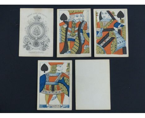 Hardy &amp; Sons, England playing cards Old Frizzle ace. Standard full length courts. Plain backs. 52 cards including one shi