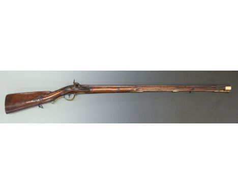 Continental 12 bore percussion converted from flintlock hammer action muzzle loading gun with all over scrolling and floral c