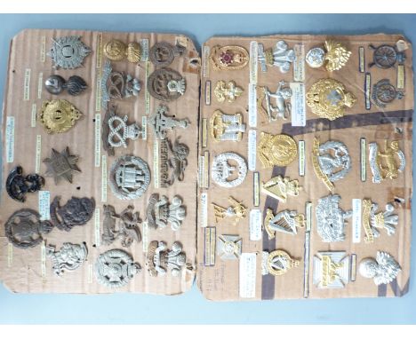 British Army collection of badges including Artists Rifles, Cycling Battalions, Royal Irish Rangers, 27th Lancers etc