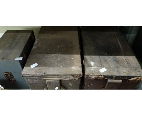 Three military boxes, one inscribed Camera Torpedo Training