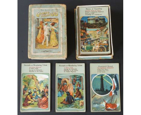 J.W. Spear & Sons, London. The Game of Globe Trotters playing card game. 15 sets of 4 illustrated cards. Follows the journey 