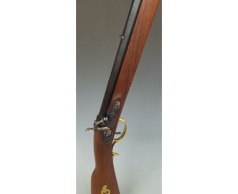 Armi Sport .45 percussion hammer action Kentucky rifle with brass shaped trigger guard, storage compartment to the stock, but