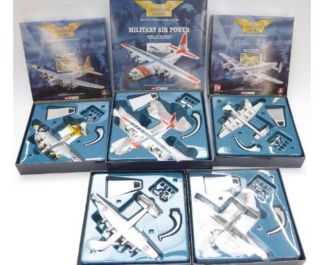 Five Corgi The Aviation Archive 1:144 scale diecast model aeroplanes comprising Military Air Power 48404, Military 48203 and 