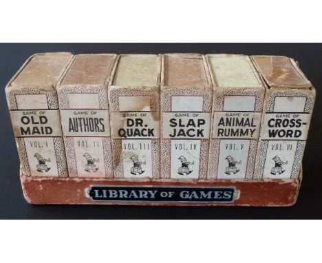 Russell Manufacturing Co, Leicester, Mass, USA playing cards. Library of Games. Six childrens' card games all in original box