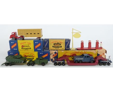 Four Matchbox Moko Lesney Major and Accessory packs comprising&nbsp;Pickfords Scammell 200 Transporter And Tractor Unit M6, T