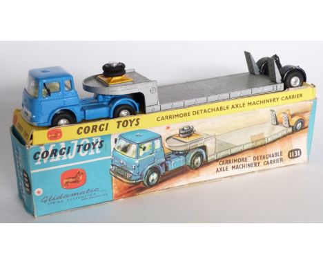 Corgi Major Toys diecast model “Carrimore” Detachable Axle Machinery Carrier with mid blue body and grey bed, 1131, in origin