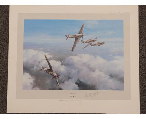 First edition Robert Taylor print 'Hurricane' signed by Wing Commander R R Stanford Tuck, 54 x 43cm