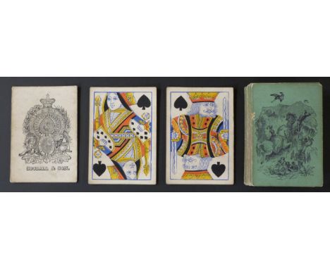 Goodall  & Son, London playing cards. Interim design based on Old Frizzle ace. Standard double ended courts, unturned.  Green