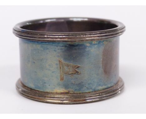 White Star Line silver plated napkin ring by Elkington, with flag motif to side