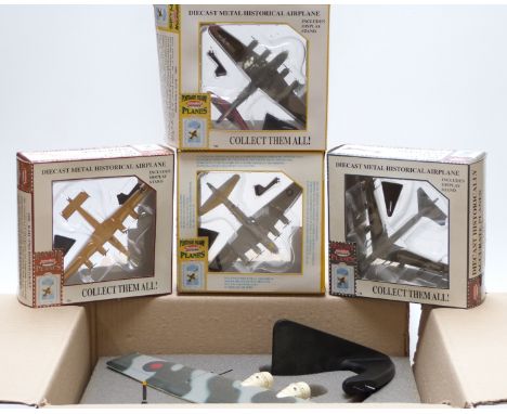 Four Model Power Postage Stamp Planes 1:100 scale diecast model aeroplanes 5391, 5402, 5402-1 and 5401 together with a large 