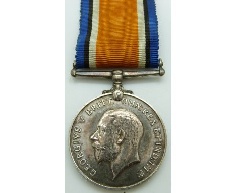 British Army WWI War Medal named to 24535 Pte S J Hunt Glosters/&nbsp;Gloucestershire Regiment