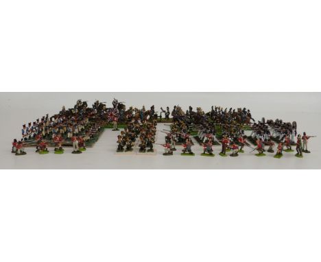 Approximately 300 1:72 scale 20mm hand painted diorama soldiers, cannon and accessories including Highland Infantry, Lancers 
