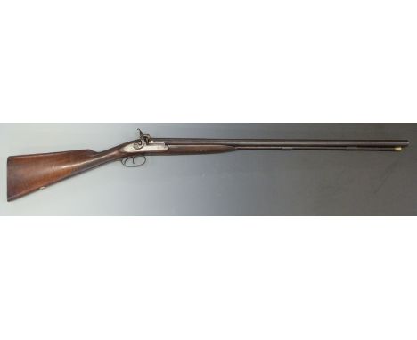 Thomas Page-Wood of Bristol 12 bore side by side percussion hammer action muzzle loading sporting gun with engraved scenes of