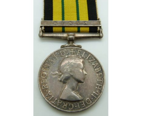 British Army Africa General Service Medal with clasp for Kenya, named to 18123615 Pte Kipruto&nbsp; Mindila, Kings African Ri