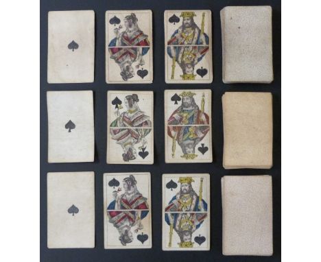 F.A. Lattmann, Goslar, Germany playing cards. Three packs comprising German national pattern. Two packs  with standard double