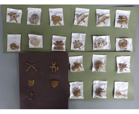 British Army collection of cap badges including Grenadier Guards, Queens, Cambridgeshire Regiment etc