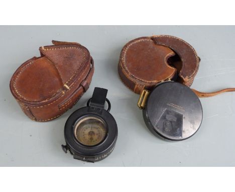 T.G.Co Ltd 1939 MKII military compass in leather case together with J.Halden and Co military pocket sextant in leather case, 